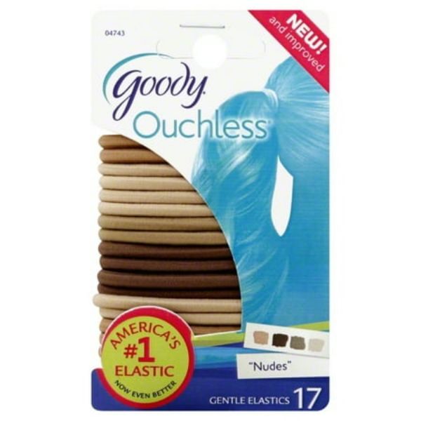 Picture of Goody Ouchless 4mm Braided Elastic Hair Ties, Nude, 17 Count