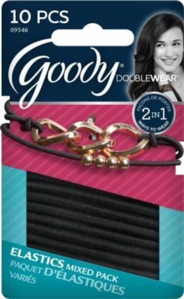 Picture of Goody Double Wear Hair Elastics Mixed Pack with Gold Beading, 10 Count