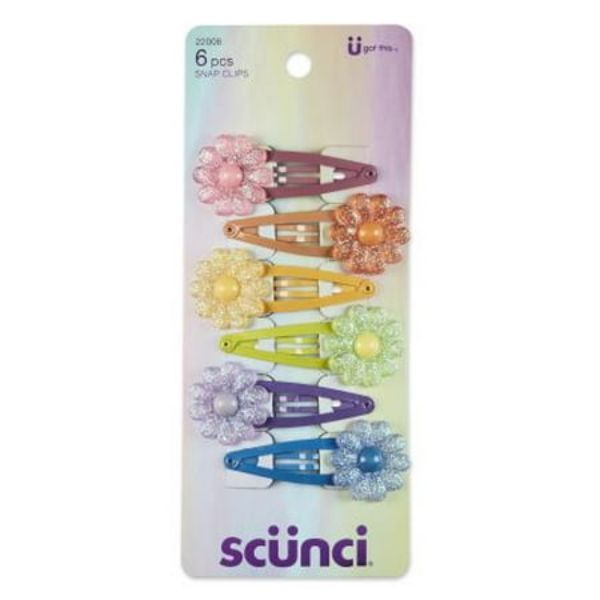 Picture of Scunci Girl Assorted Flower Hair Clips, 6 Pack