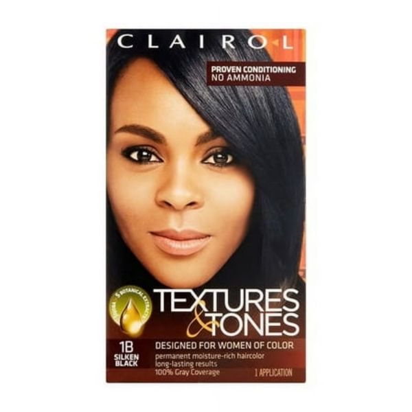 Picture of Clairol Textures & Tones Permanent Hair Color 1B Silken Black Kit